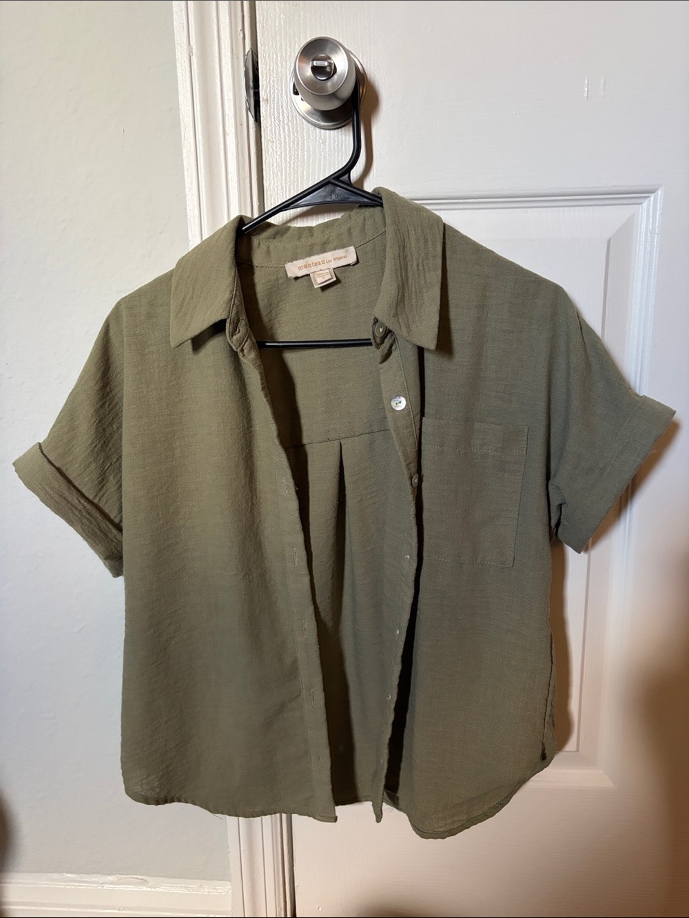 Monteau Olive Short-Sleeve Button-Down Shirt